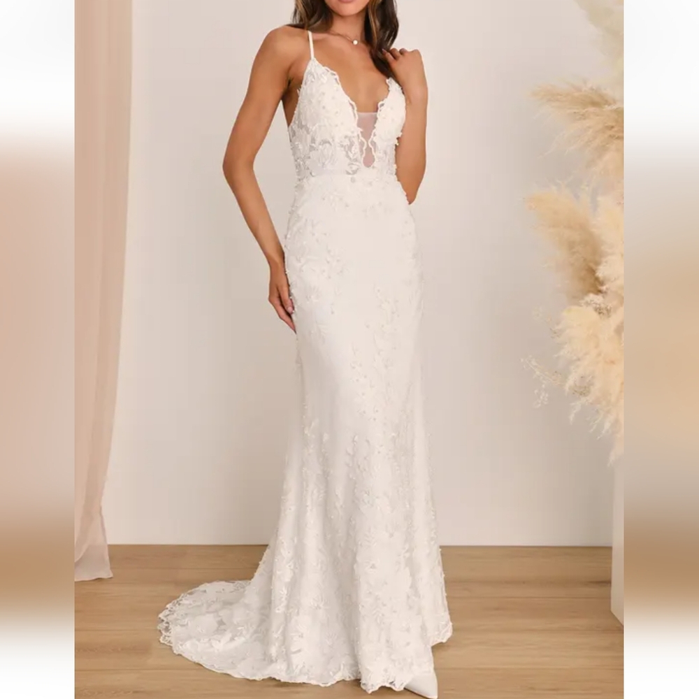 LULU'S PEARL LACE-UP BACKLESS MAXI DRESS